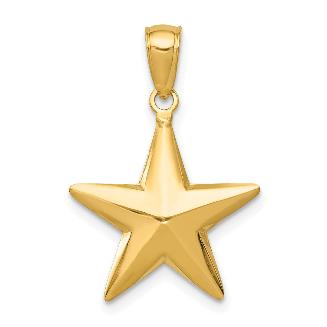 14k Yellow Gold Solid Polished 3-D Star Pendant