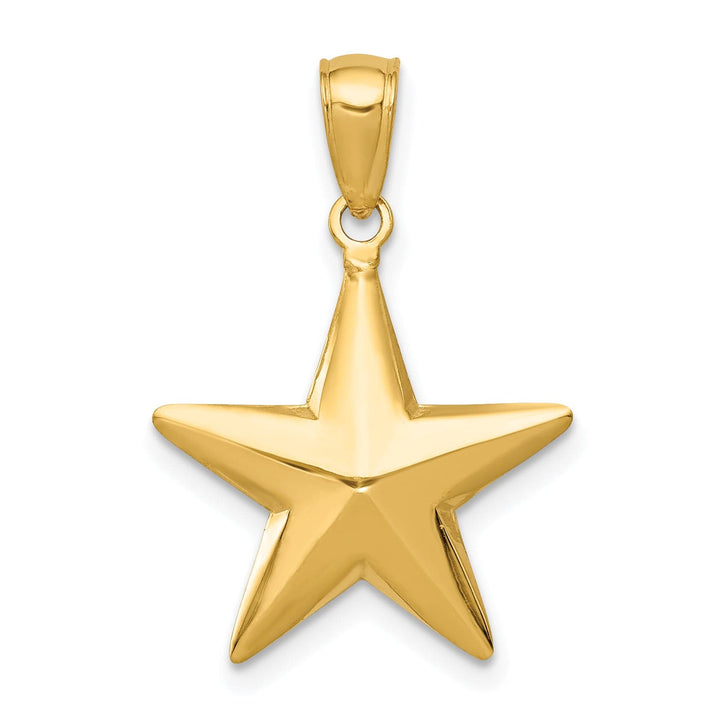 14k Yellow Gold Solid Polished 3-D Star Pendant