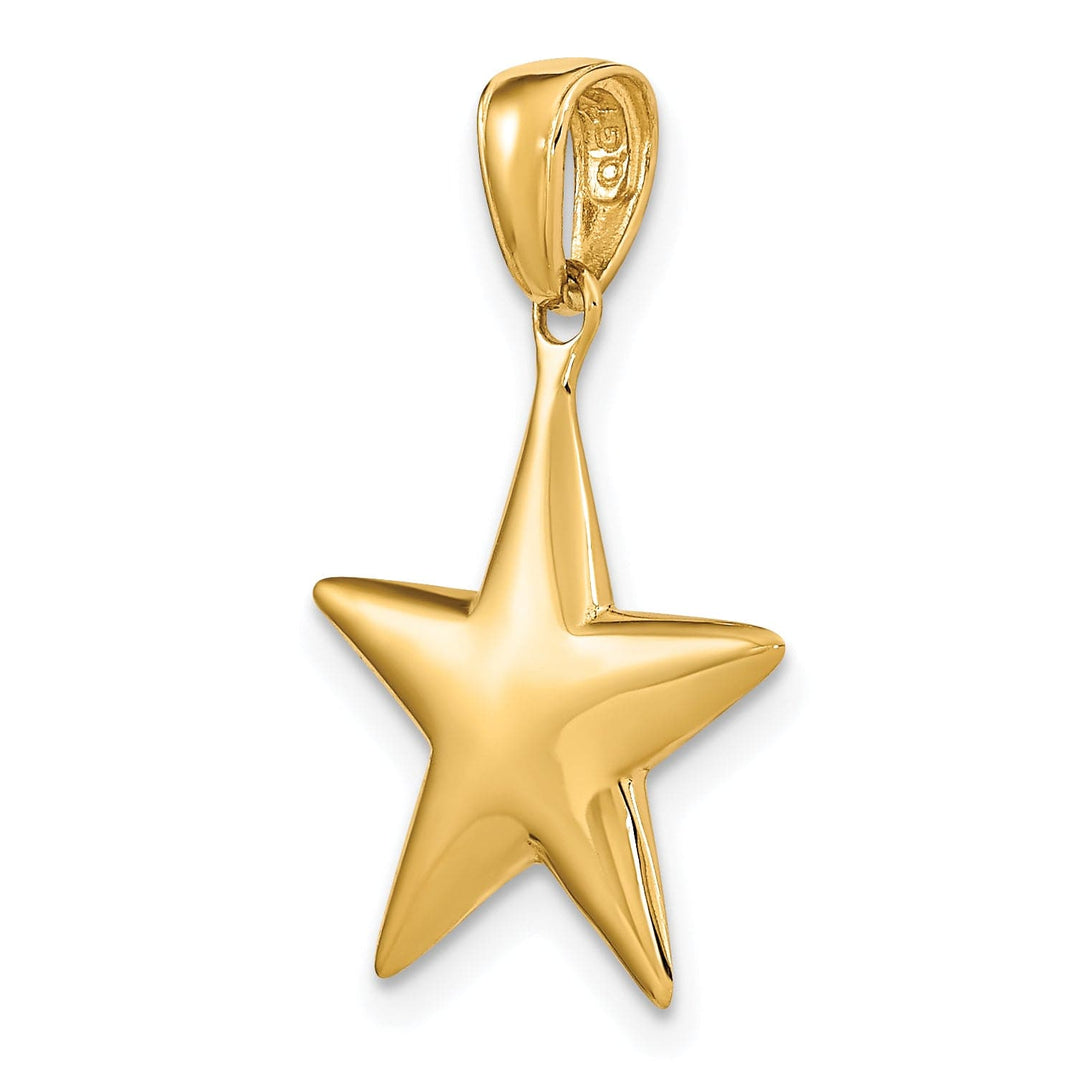 14k Yellow Gold Solid Polished 3-D Star Pendant