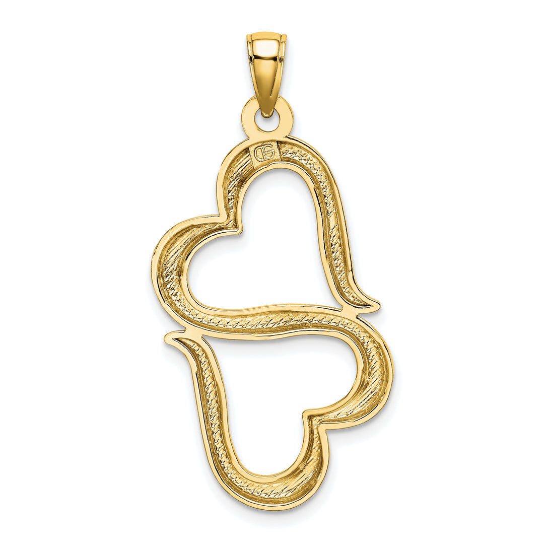 14k Yellow Gold Polished Connected Double Hearts Pendant