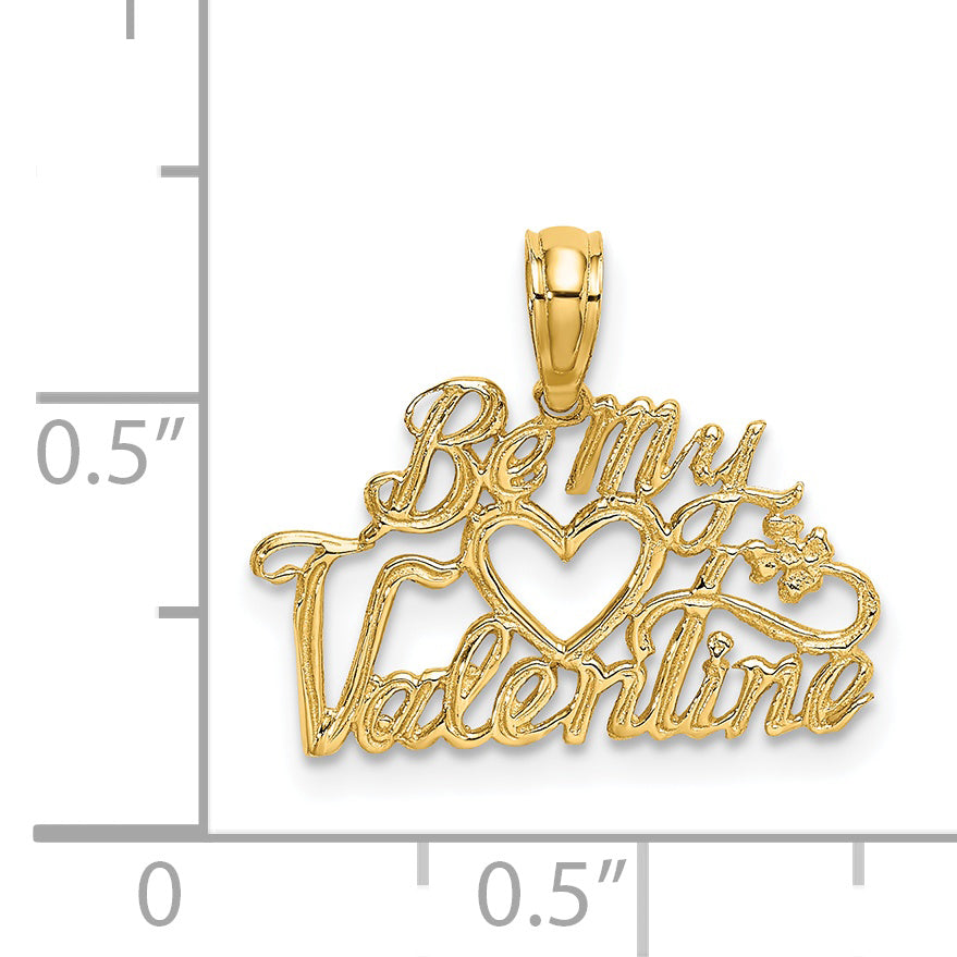 14K Yellow Gold BE MY VALENTINE Charm Pendant