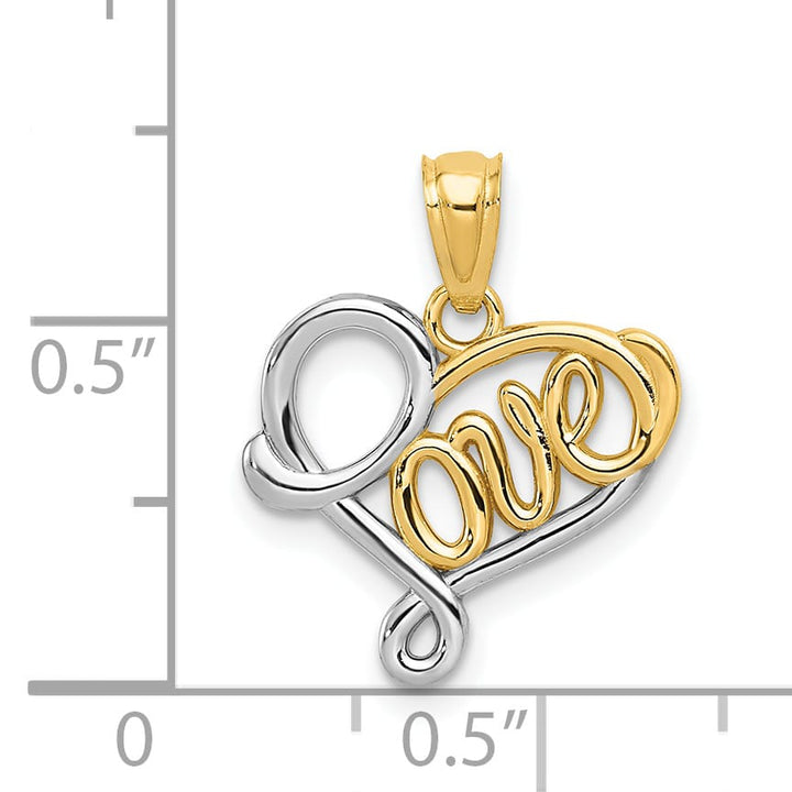 14K Yellow Gold Love Heart Pendant
