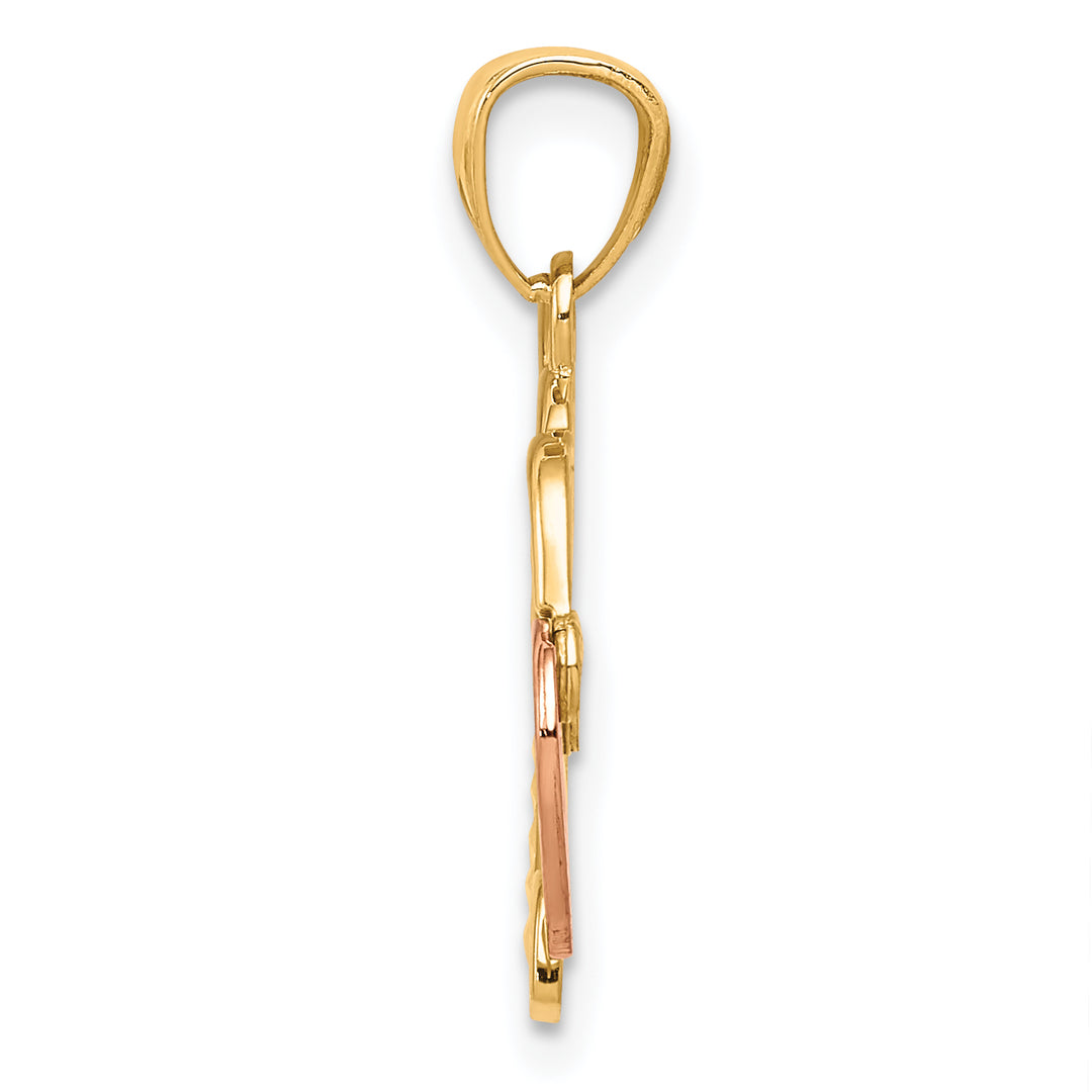 14k Two-Tone Gold Heart Lock and Key Pendant