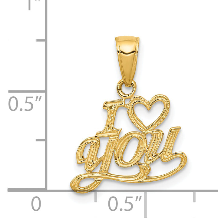 14k Yellow Gold Polished and Textured I HEART YOU Pendant