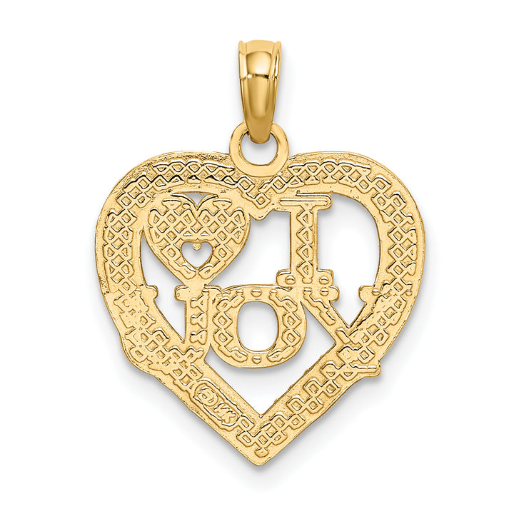 14k Yellow Gold I HEART YOU Pendant Design