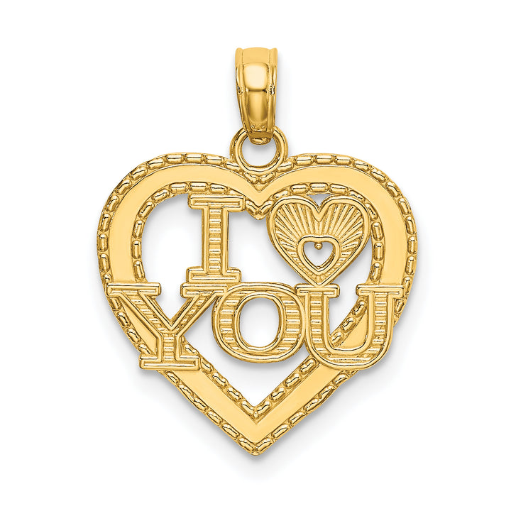 14k Yellow Gold I HEART YOU Pendant Design