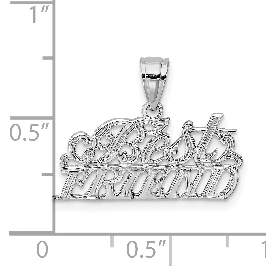 14K White Gold BEST FRIEND Charm Pendant