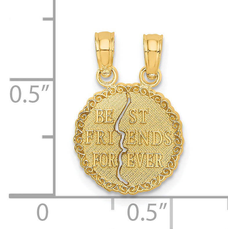 14k Yellow Gold BEST FRIENDS FOREVER Break apart Pendant