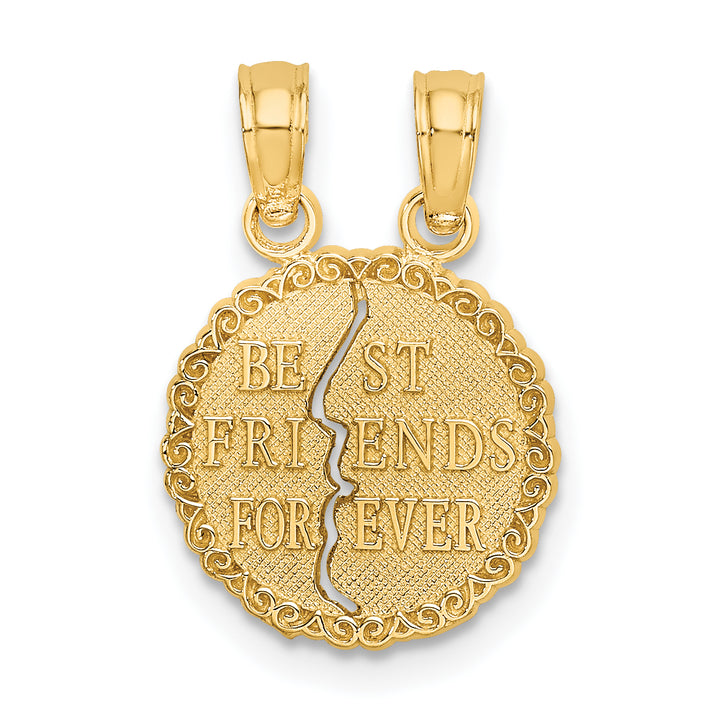 14k Yellow Gold BEST FRIENDS FOREVER Break apart Pendant