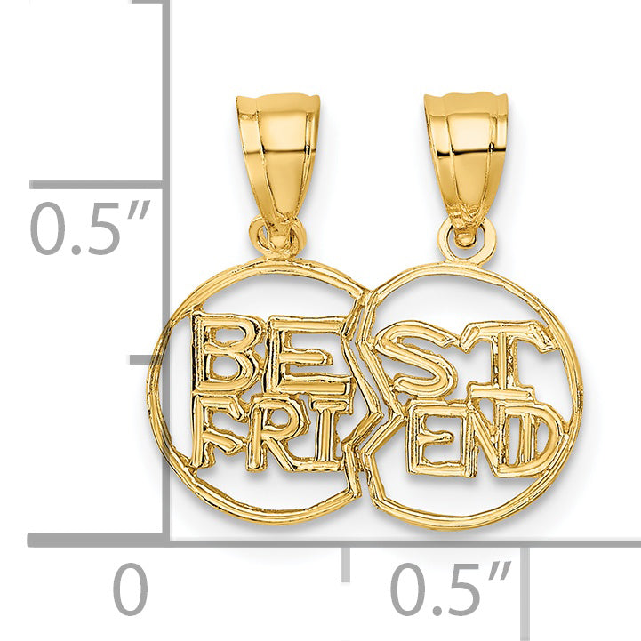 14k Yellow Gold Break apart Cut-out BEST FRIEND Pendant