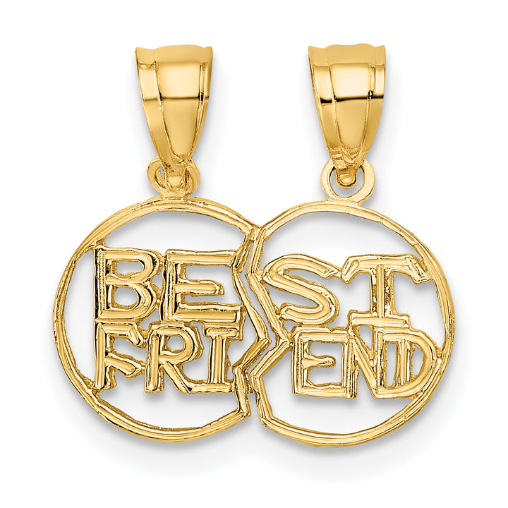 14k Yellow Gold Break apart Cut-out BEST FRIEND Pendant