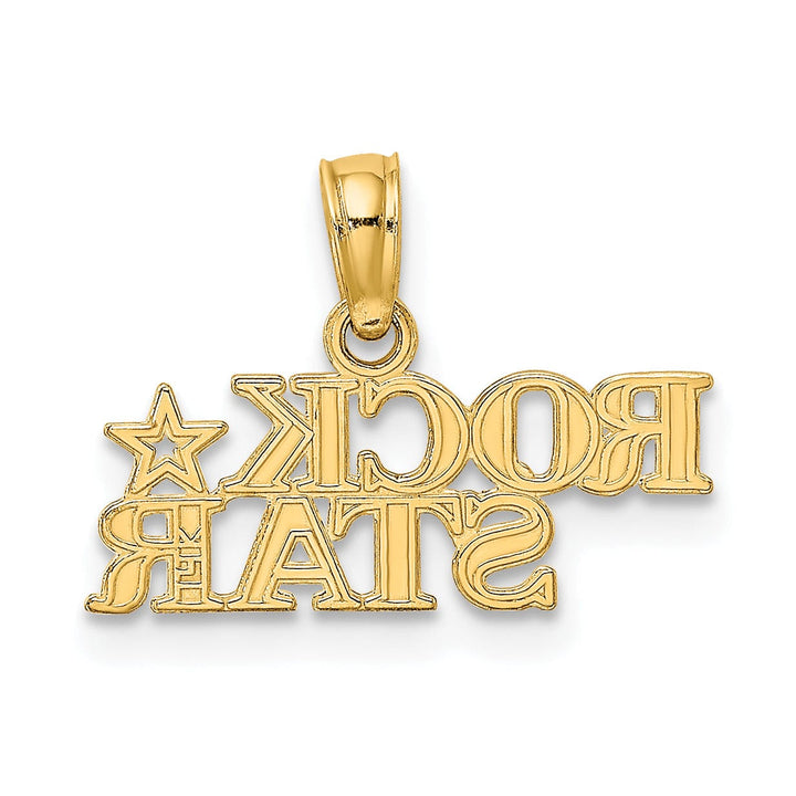 14K Yellow Gold Polished Finish ROCK STAR Charm Pendant