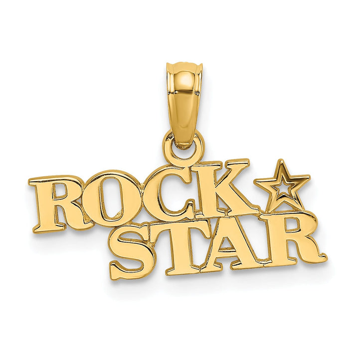 14K Yellow Gold Polished Finish ROCK STAR Charm Pendant