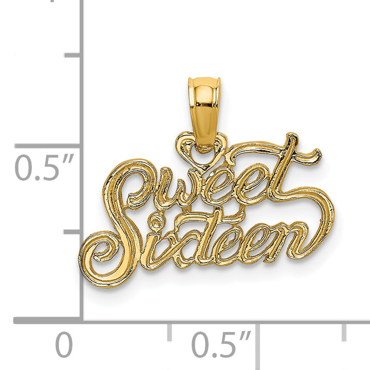 14k Yellow Gold SWEET SIXTEEN Pendant