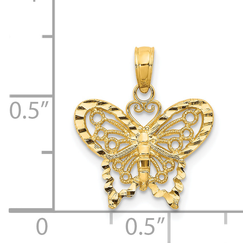 14K Yellow Gold D.C Butterfly Design Pendant