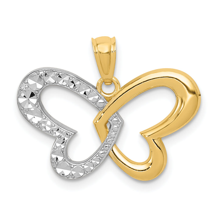 14k Yellow,White Gold Polished D.C Finish Butterfly Pendant