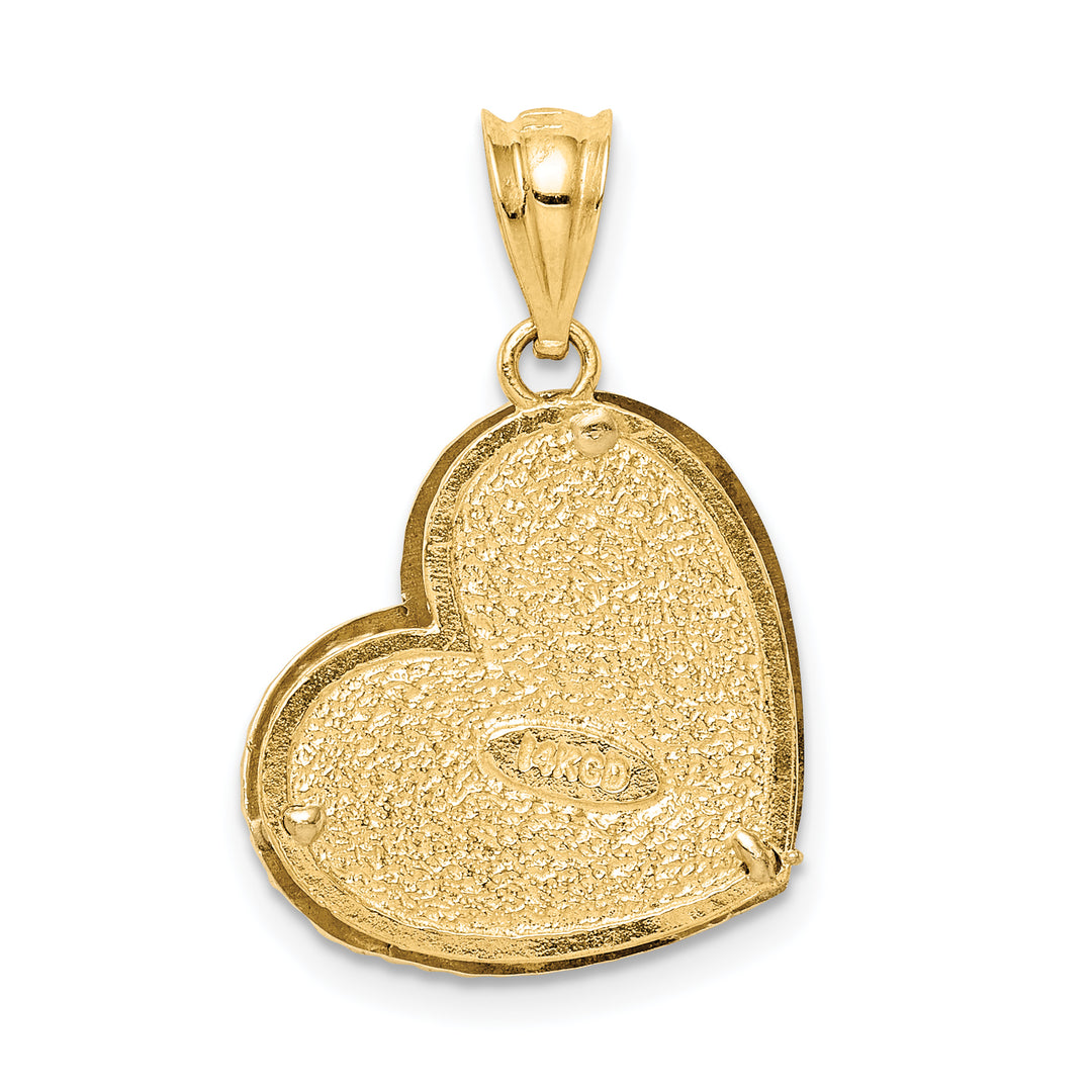 14K Two Tone Gold Polished D.C Hollow Heart Pendant