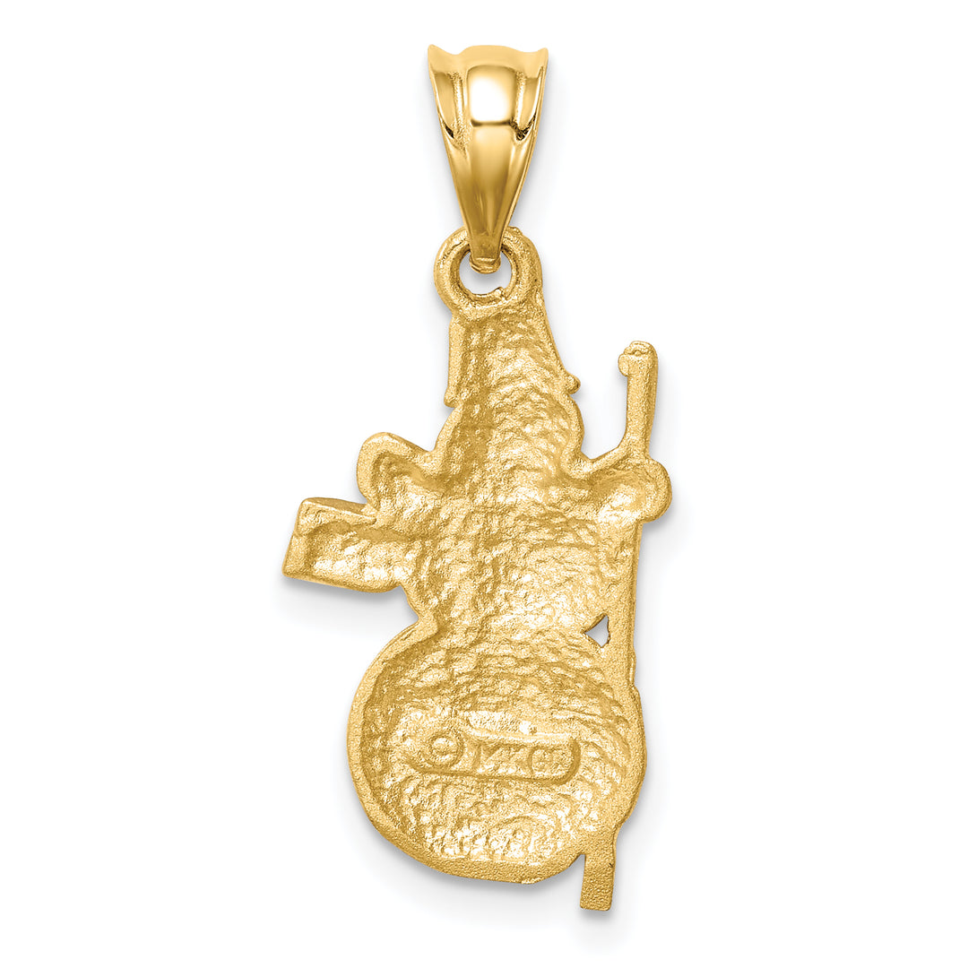 14K  Yellow Gold D.C Brushed and Polished Snowman Pendant