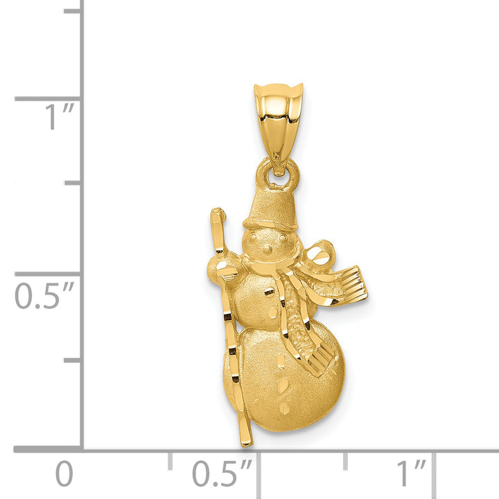 14K  Yellow Gold D.C Brushed and Polished Snowman Pendant