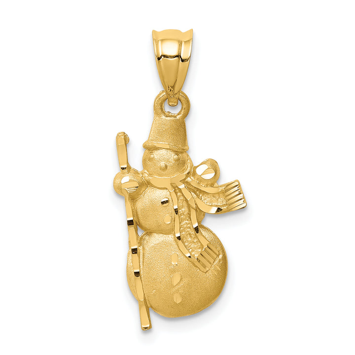 14K  Yellow Gold D.C Brushed and Polished Snowman Pendant