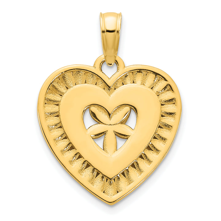 14k Yellow Gold Fancy Design Filigree Heart Pendant