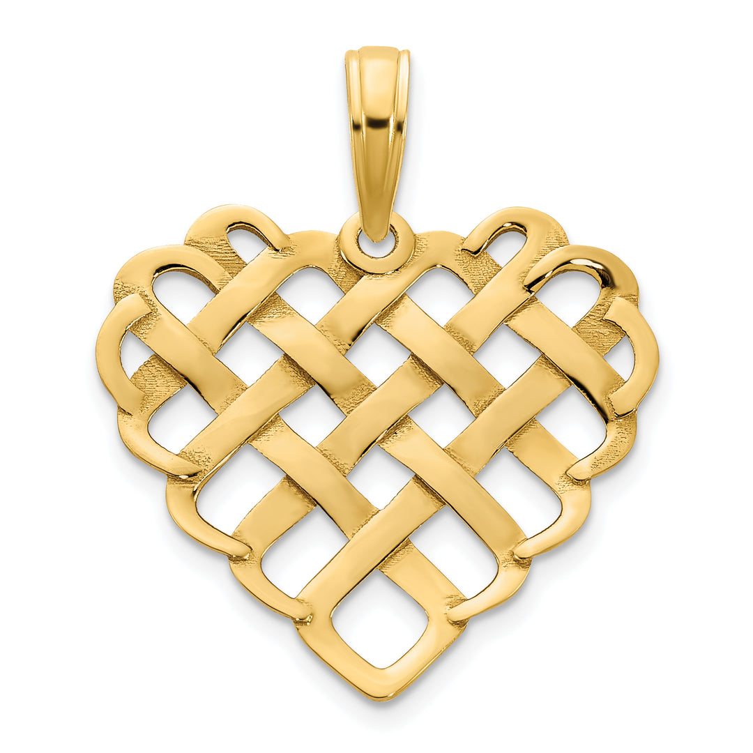 14k Yellow Gold Fancy Design Heart Pendant