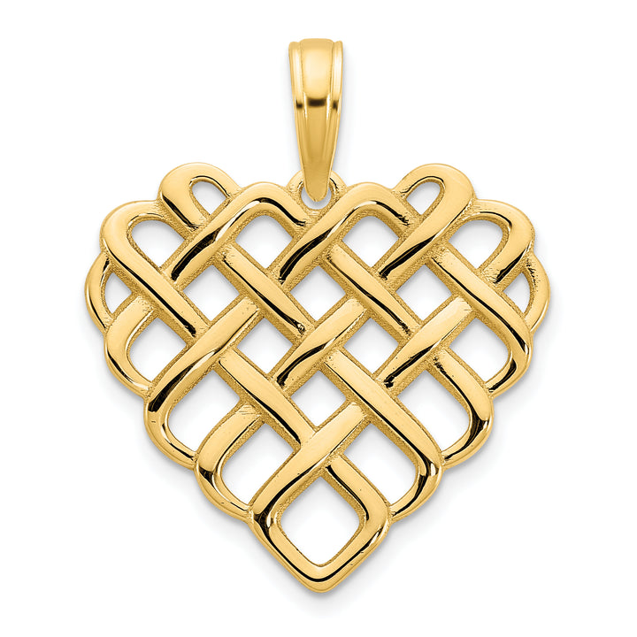 14k Yellow Gold Fancy Design Heart Pendant