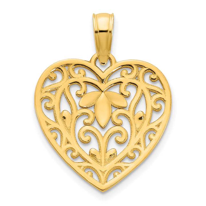 14k Yellow Gold Fancy Heart Filigree Pendant