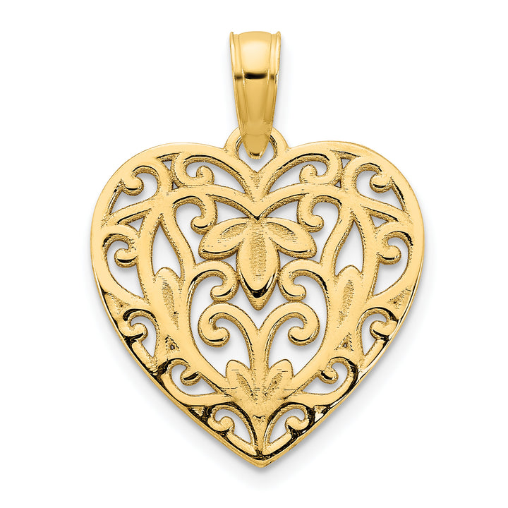 14k Yellow Gold Fancy Heart Filigree Pendant