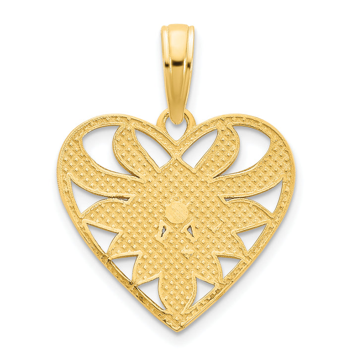 14k Yellow Gold Fancy Filigree Design Heart Shape Pendant