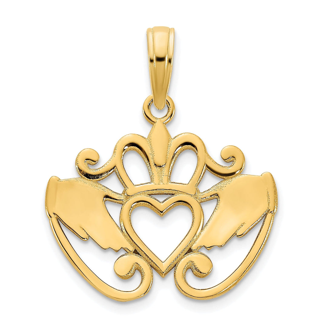 14k Yellow Gold Fancy Claddagh Design Pendant