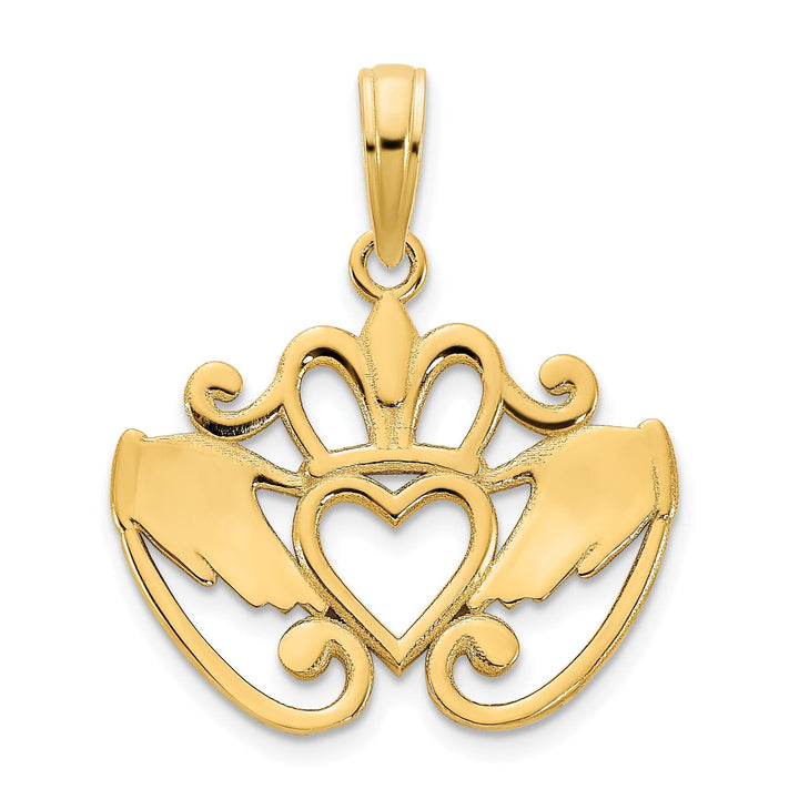 14k Yellow Gold Fancy Claddagh Design Pendant