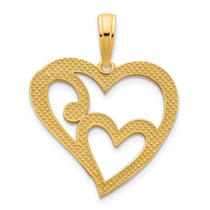 14k Yellow Gold Heart in Heart Design Pendant