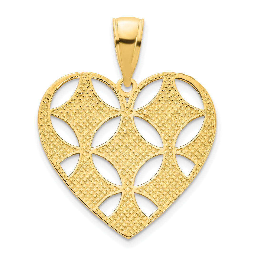 14k Yellow Gold Fancy Filigree Heart Design Pendant