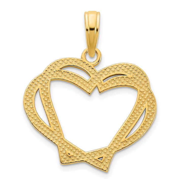 14k Yellow Gold  Fancy Heart in a Heart Design Pendant