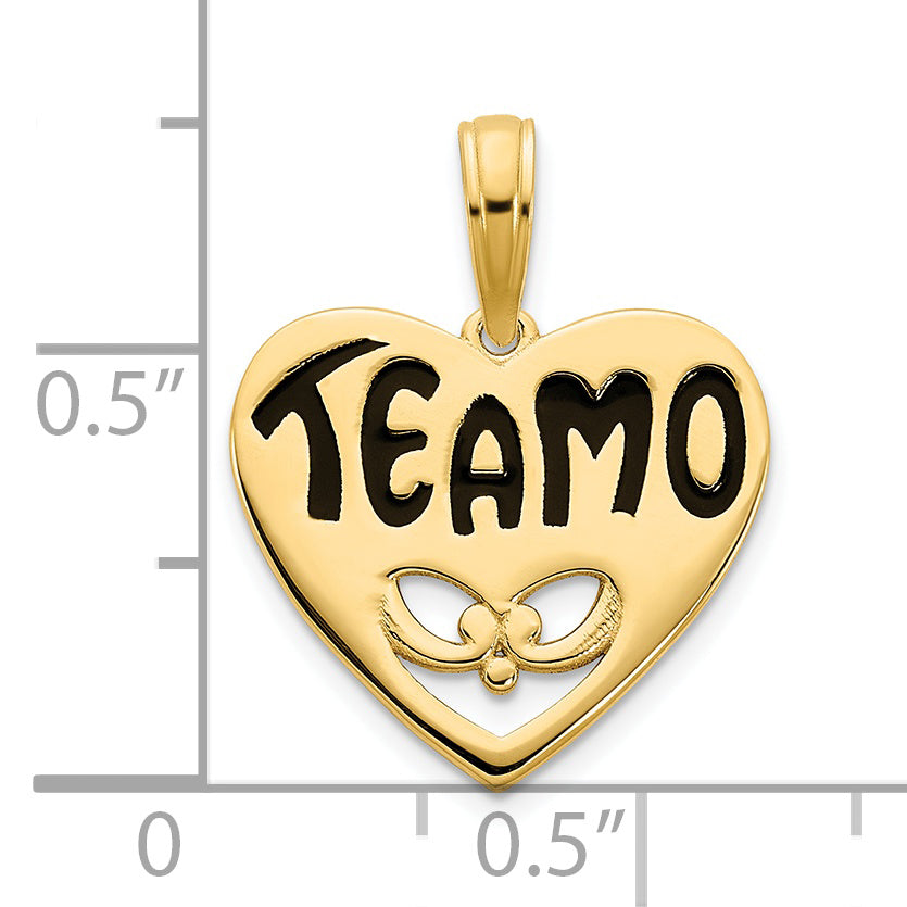 14k Yellow Gold Epoxy Te amo Heart Pendant