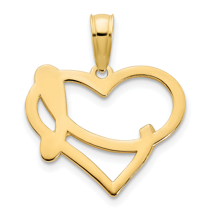 14k Yellow Gold Fancy Heart Design Pendant