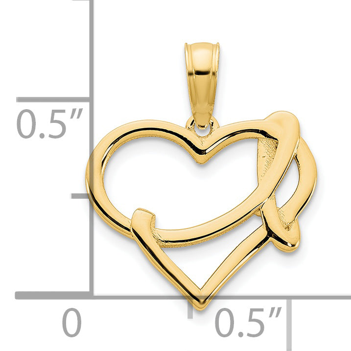 14k Yellow Gold Fancy Heart Design Pendant