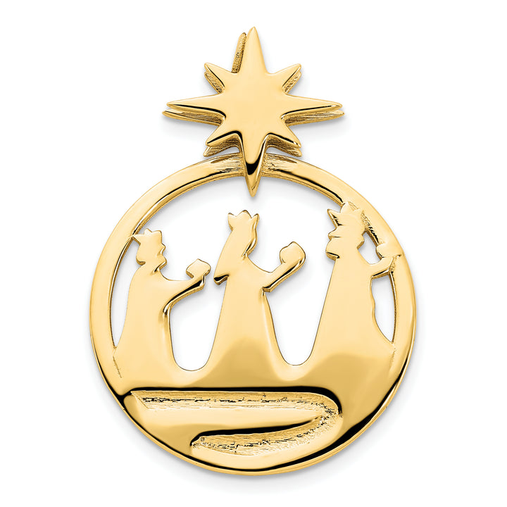 14k Yellow Gold Three Wise Men North Star Chain Slide Pendant