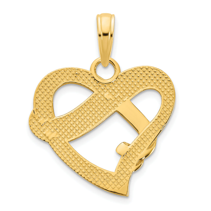 14k Yellow Gold Epoxy Te Amo Heart Design Pendant