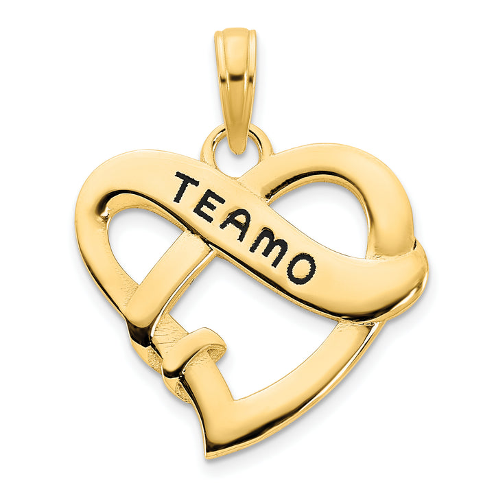 14k Yellow Gold Epoxy Te Amo Heart Design Pendant