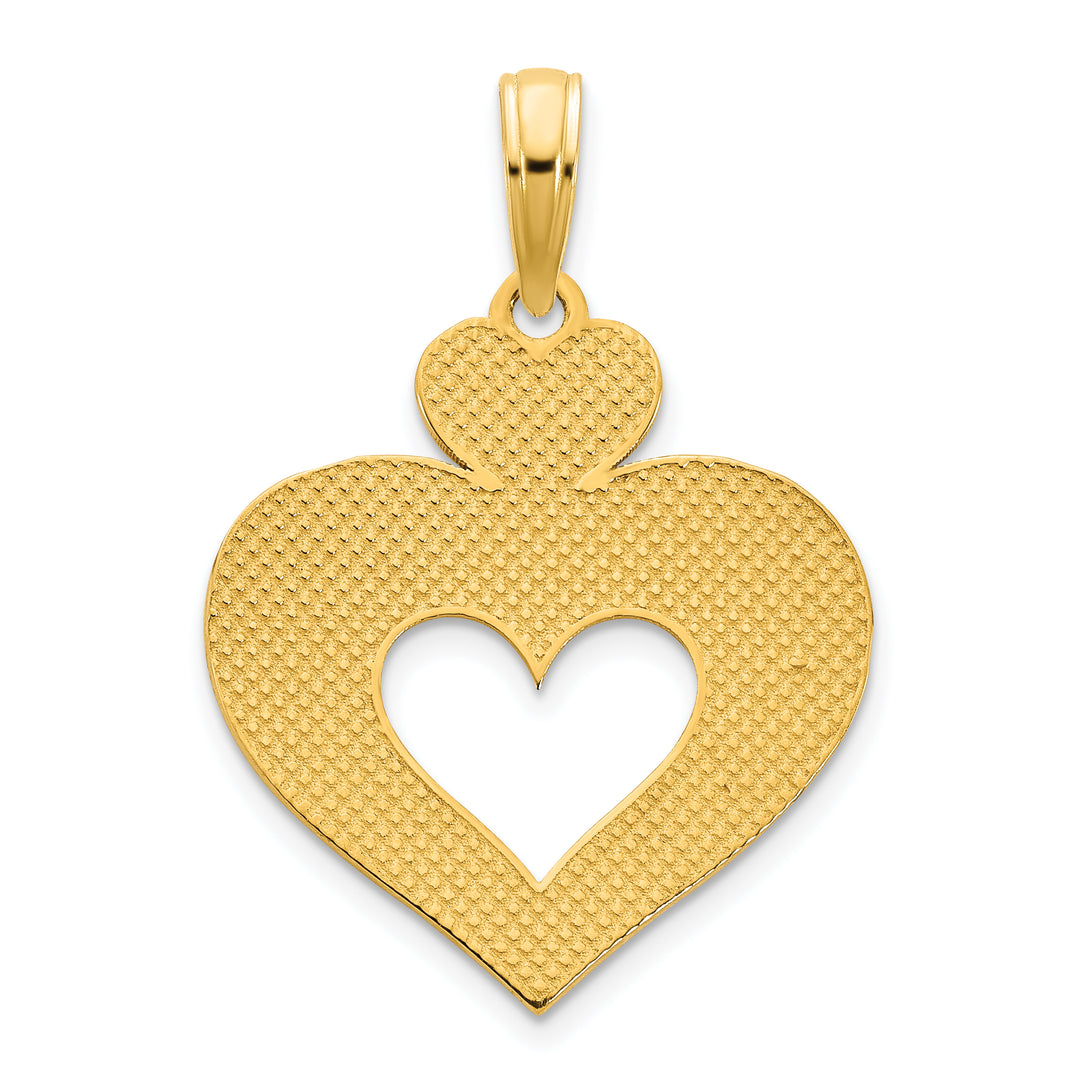 14k Yellow Gold Fancy Cut Out Design Heart Pendant