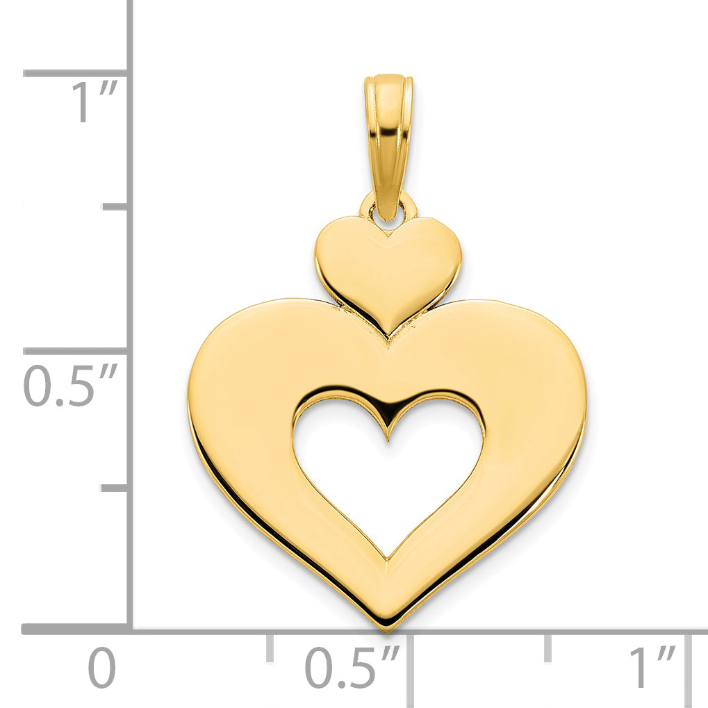 14k Yellow Gold Fancy Cut Out Design Heart Pendant