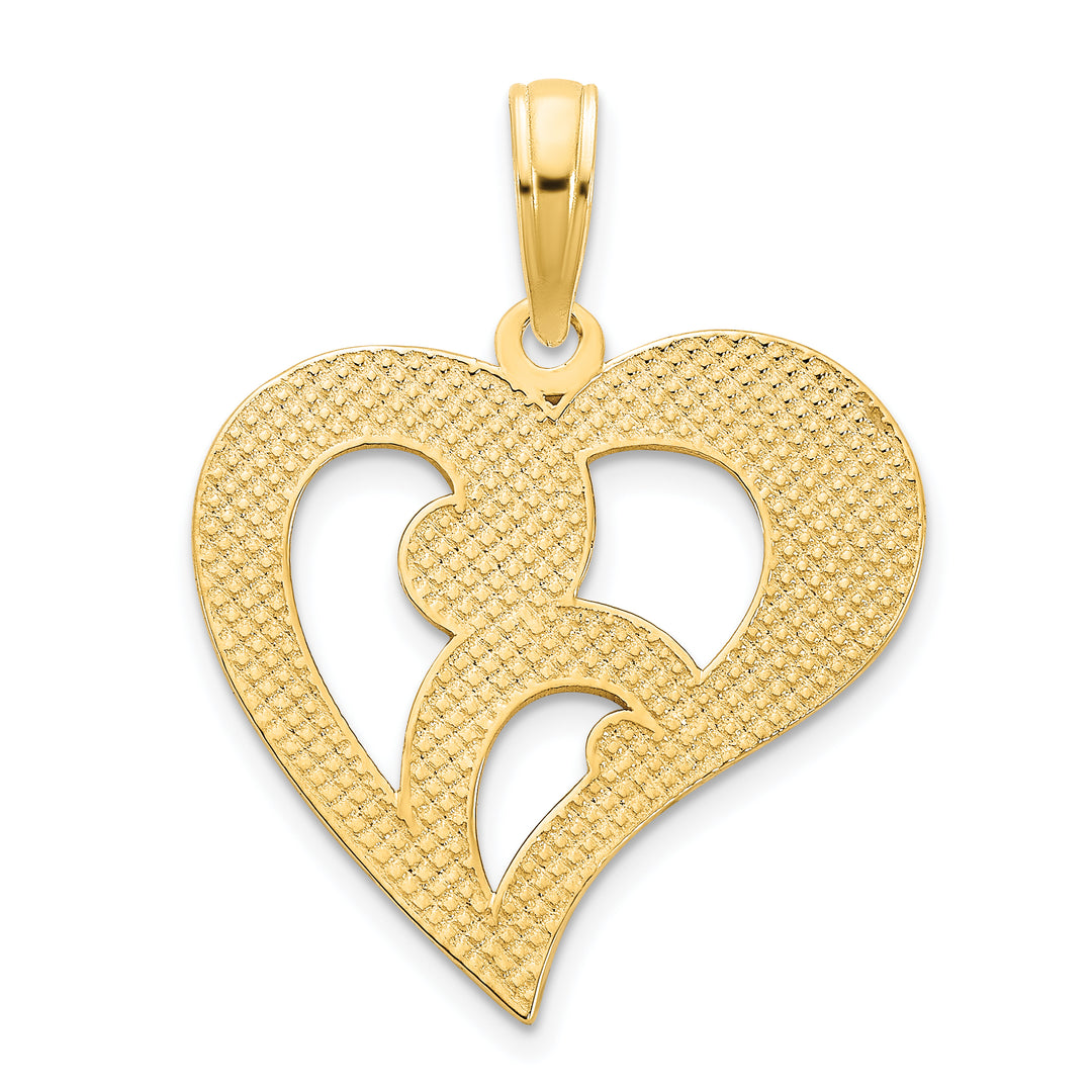 14k Yellow Gold Fancy Designe Heart Pendant