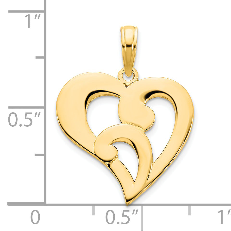 14k Yellow Gold Fancy Designe Heart Pendant