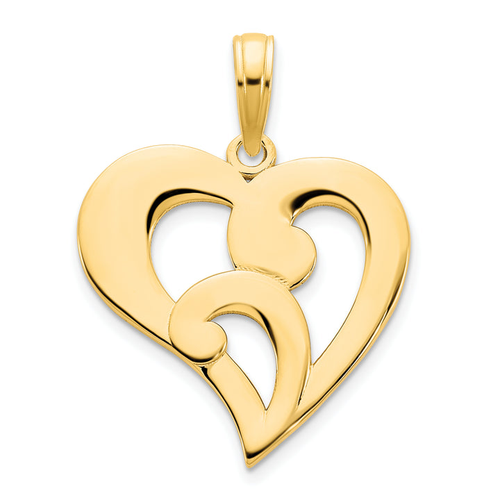 14k Yellow Gold Fancy Designe Heart Pendant