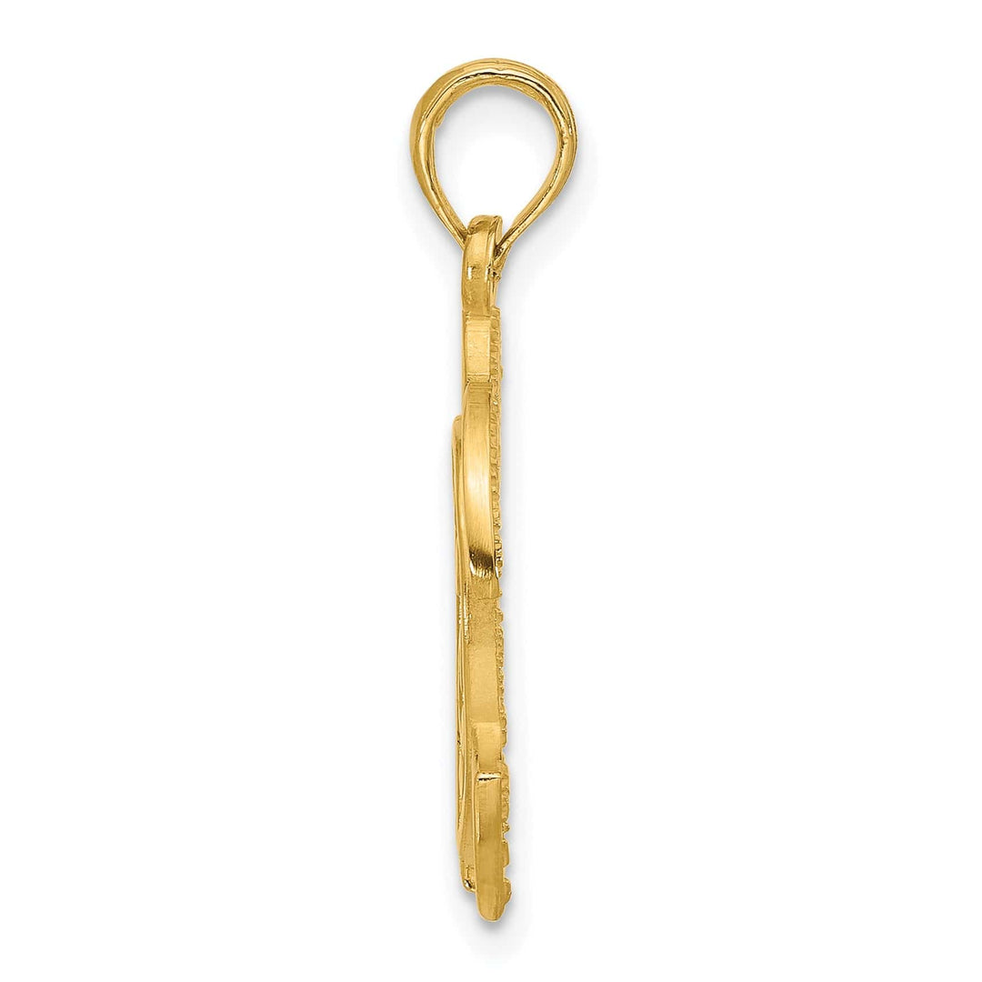 14k Yellow Gold Fancy Abstract Turtle Design Pendant