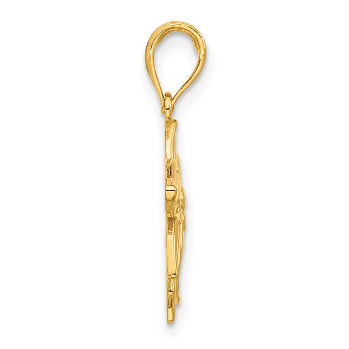 14k Yellow Gold Polished Poinsettia Floral Design Pendant