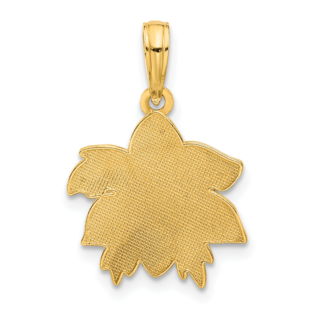 14k Yellow Gold Polished Poinsettia Floral Design Pendant