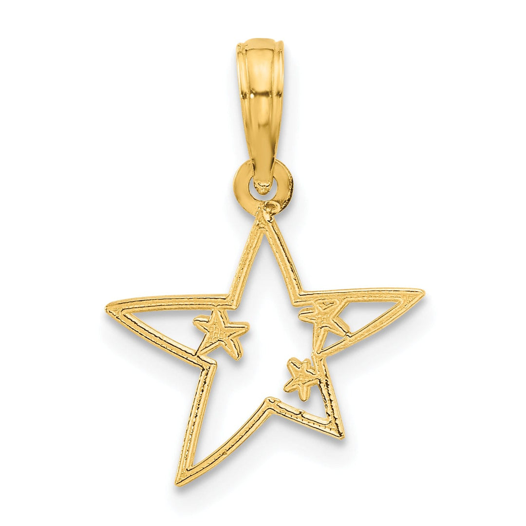 14k Yellow Gold Polished Star in Stars Design Pendant